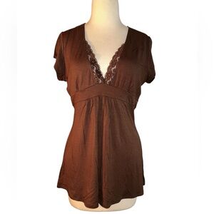 Lola Chocolate Lace V-Neck Blouse